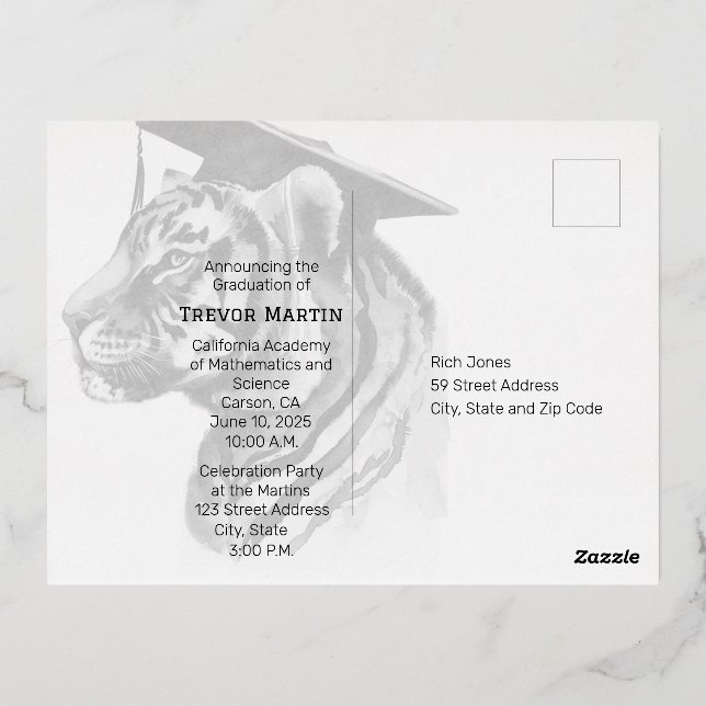 Nice Graduation Foil Photo Invitation Carte Postal (Verso)