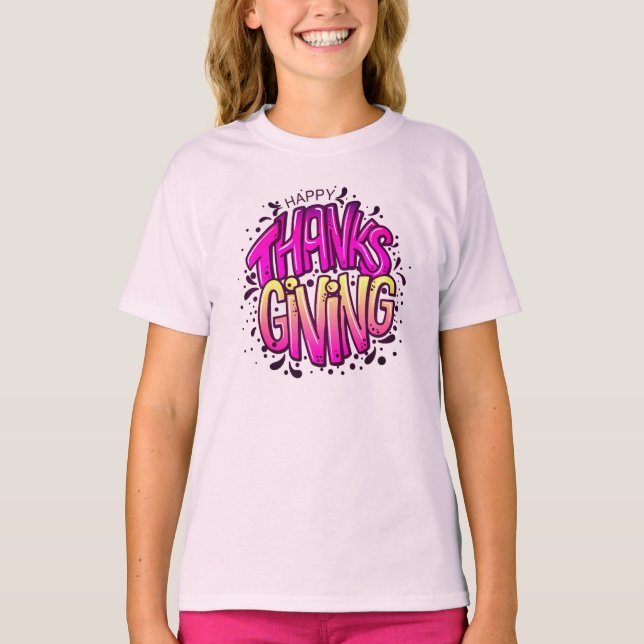 Nice Happy Thanksgiving Typografie T-Shirt (Vorderseite)