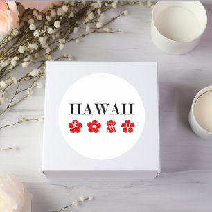 Nice Hawaii Red Blume Icons Light Color Runder Aufkleber