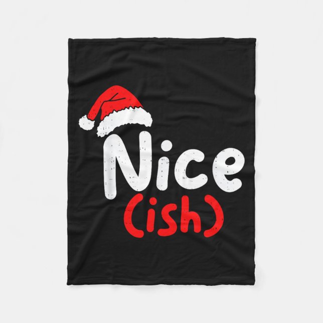 Nice (ish) Naughty Angel Funny Christmas List Fami Fleecedecke (Vorderseite)