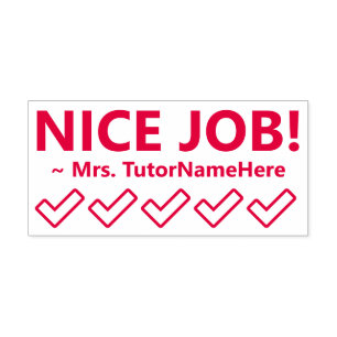 "NICE JOB!" + Pädagogische Bezeichnung Rubber Brie Permastempel