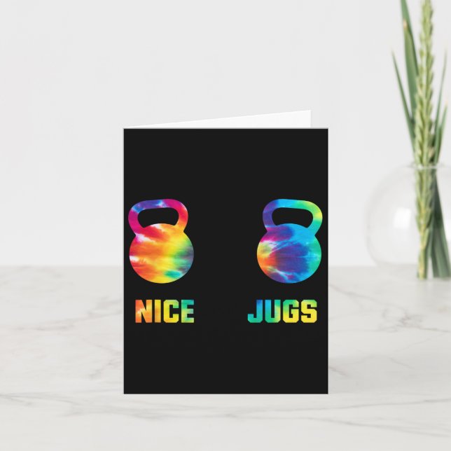 Nice Jugs Funny Kettlebell Breast Gym Spaß Krawatt Karte (Vorderseite)
