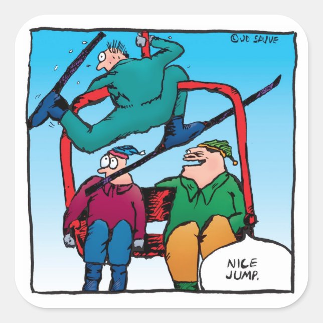 Nice Jump Cartoon Skiers Stickers (Vorderseite)