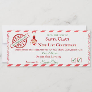 Nice List Certificate Feiertagskarte
