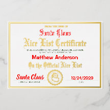 Nice List Certificate | Kinderweihnachtsgeschenk