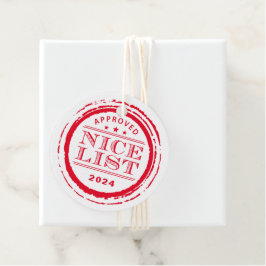 NICE LIST funny Santa approved stamp red Geschenkanhänger
