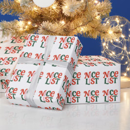 "Nice List" Weihnachtstypografie Geschenkpapier
