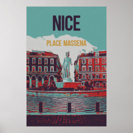 Nice Massena Square Illustration Frankreich Poster