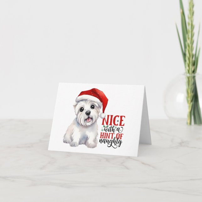 Nice mit einem Hauch von frech - Christmas Westie Karte (Vorderseite)