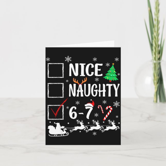 Nice Naughty 67 Funny Christmas Brainrot Six Seven Karte (Vorderseite)