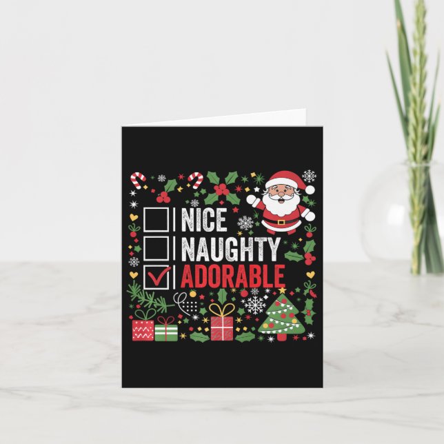 Nice Naughty Adorty Funny Funny Weihnachten Weihna Karte (Vorderseite)