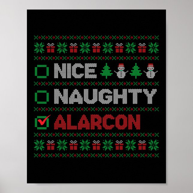 Nice Naughty Alarcon Weihnachtsliste Ugy Poster (Vorne)