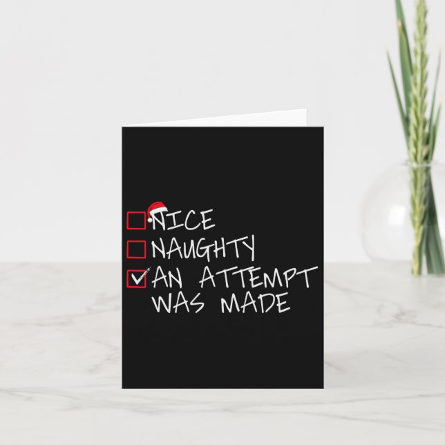 Nice Naughty An Attempt Was Made Christmas List Sa Karte (Vorderseite)