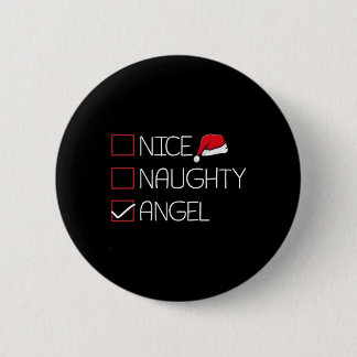 Nice Naughty Angel Christmas Pajama Funny Spaß X- Button