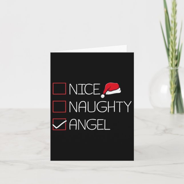 Nice Naughty Angel Christmas Pajama Funny Spaß X- Karte (Vorderseite)