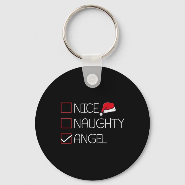 Nice Naughty Angel Christmas Pajama Funny Spaß X- Schlüsselanhänger (Vorderseite)