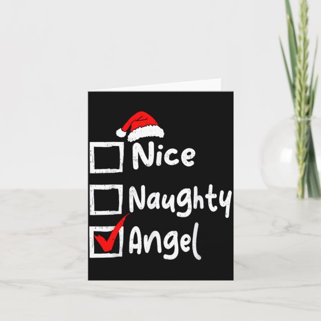 Nice Naughty Angel Funny Christmas List Family Mat Karte (Vorderseite)