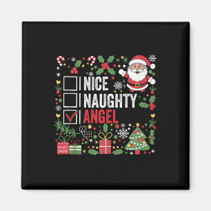 Nice Naughty Angel Funny Christmas Weihnachtsmann Magnet
