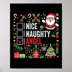 Nice Naughty Angel Funny Christmas Weihnachtsmann Poster