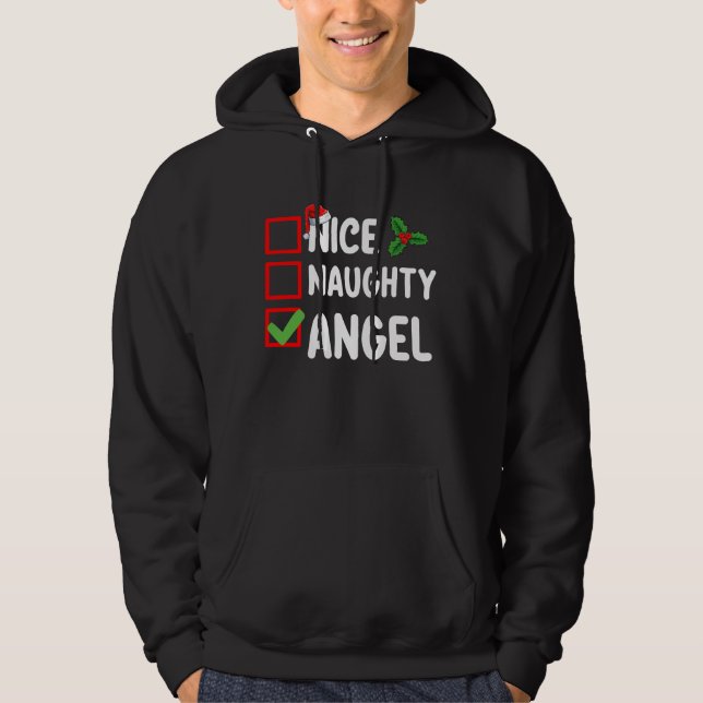 Nice Naughty Angel Weihnachtsfamilie Hoodie (Vorderseite)