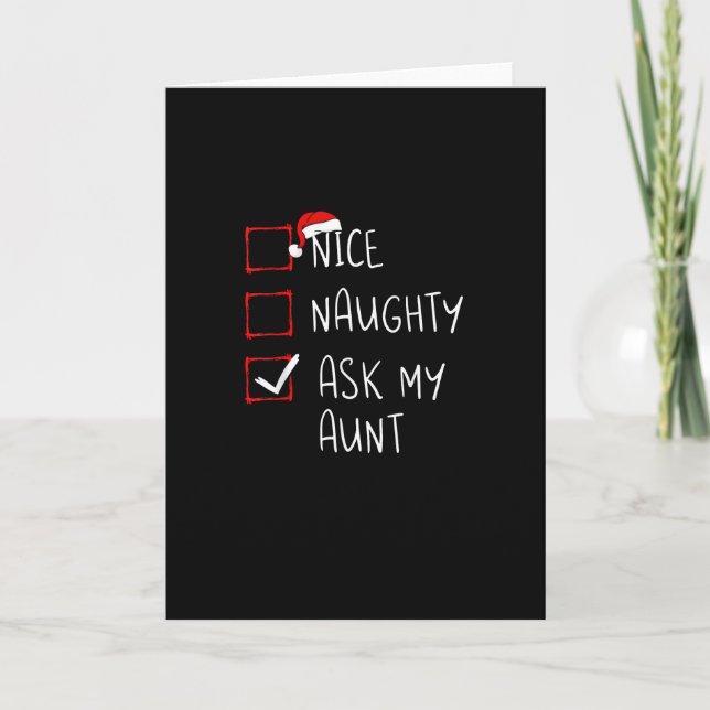 Nice Naughty Ask My Aunt Christmas List Xmas  Karte (Vorderseite)