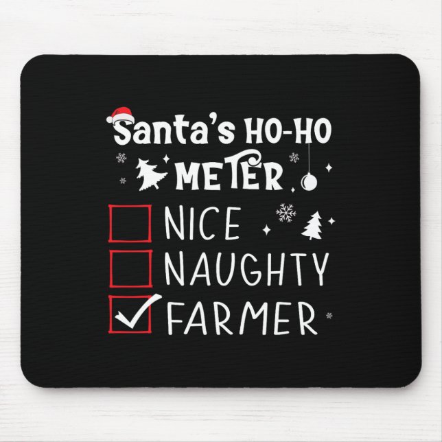 Nice Naughty Bauer Weihnachtsliste Weihnachtsmann  Mousepad (Vorne)