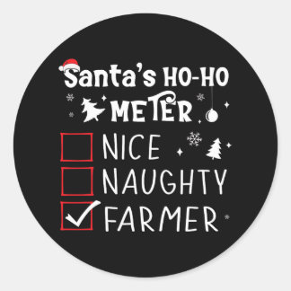 Nice Naughty Bauer Weihnachtsliste Weihnachtsmann Runder Aufkleber