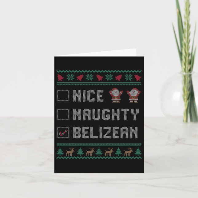 Nice Naughty Belizean Christmas Pajama Matching Karte (Vorderseite)