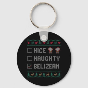 Nice Naughty Belizean Christmas Pajama Matching Schlüsselanhänger