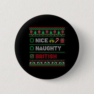 Nice Naughty British Christmas Checklist England Button