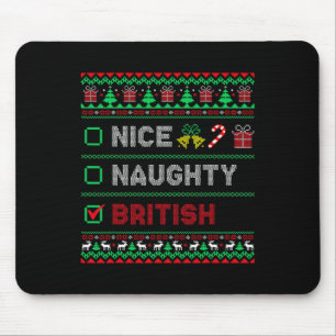Nice Naughty British Christmas Checklist England Mousepad