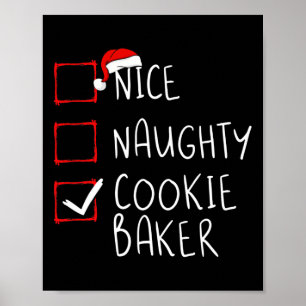 Nice Naughty Cookie Baker Weihnachtsliste Santa Cl Poster