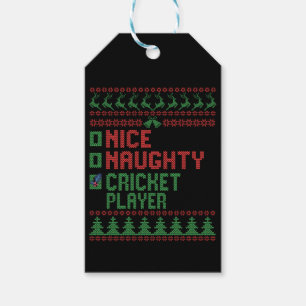 Nice Naughty Cricket Player Funny Christmas Gesche Geschenkanhänger