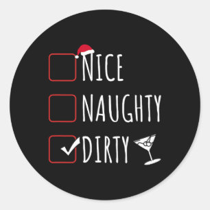 Nice Naughty Dirty Funny Christmas Dirty Martini Runder Aufkleber