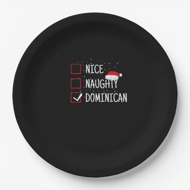 Nice Naughty Dominican Christmas List   Pappteller (Vorderseite)
