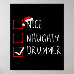 Nice Naughty Drummer Weihnachtsliste Xmas Drummist Poster