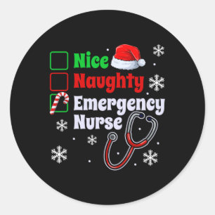 Nice Naughty Emergency Nurgency Weihnachten Weihna Runder Aufkleber