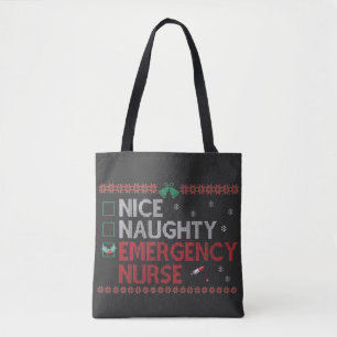 Nice Naughty Emergency Nurse Funny Ugly Xmas Gesch Tasche
