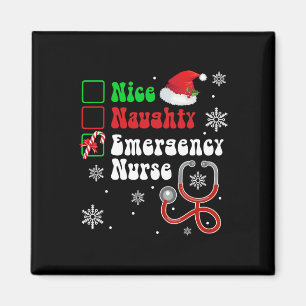 Nice Naughty Emergency Nurse List Weihnachten Weih Magnet