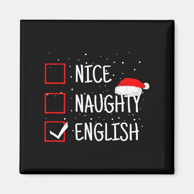 Nice Naughty English Christmas Checklist Funny Eng Magnet (Vorne)