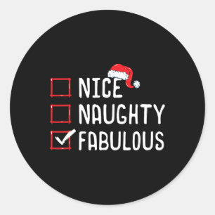 Nice Naughty Fabulous Weihnachtsliste 1 Runder Aufkleber
