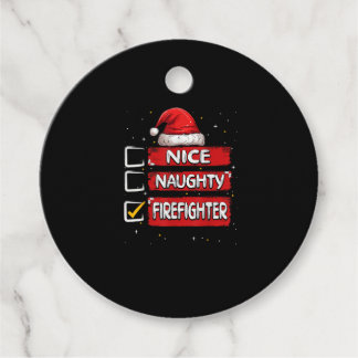 Nice Naughty Firefighter Christmas List Geschenkanhänger