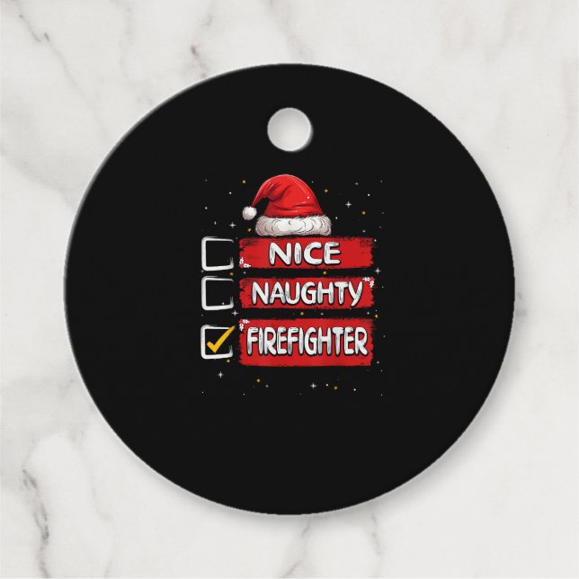 Nice Naughty Firefighter Christmas List Geschenkanhänger (Vorderseite)