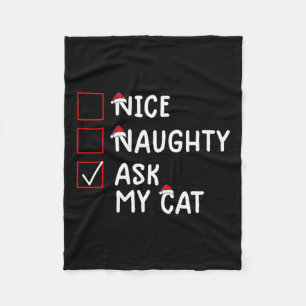 Nice Naughty Fragte Cat Niedlich Weihnachten Fleecedecke