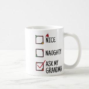 Nice Naughty Fragte My Oma Funny Christmas Kids m Kaffeetasse