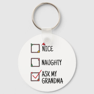 Nice Naughty Fragte My Oma Funny Christmas Kids m Schlüsselanhänger