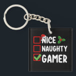 Nice Naughty Gamer Christmas List Gaming Santa Schlüsselanhänger<br><div class="desc">Nice Naughty Gamer Christmas List Gaming Santa</div>