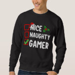 Nice Naughty Gamer Christmas List Gaming Santa Sweatshirt<br><div class="desc">Nice Naughty Gamer Christmas List Gaming Santa</div>