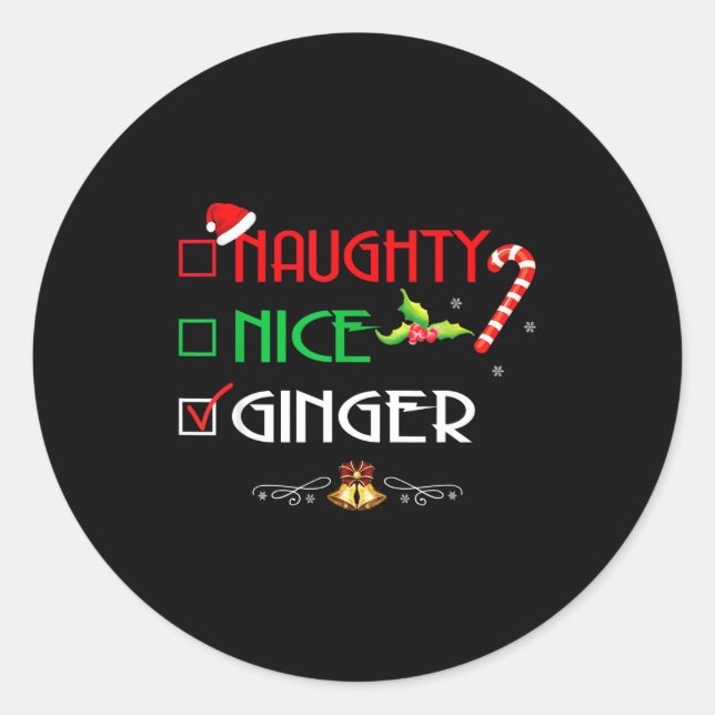 Nice Naughty Ginger Group Matching Christmas  Runder Aufkleber (Vorderseite)