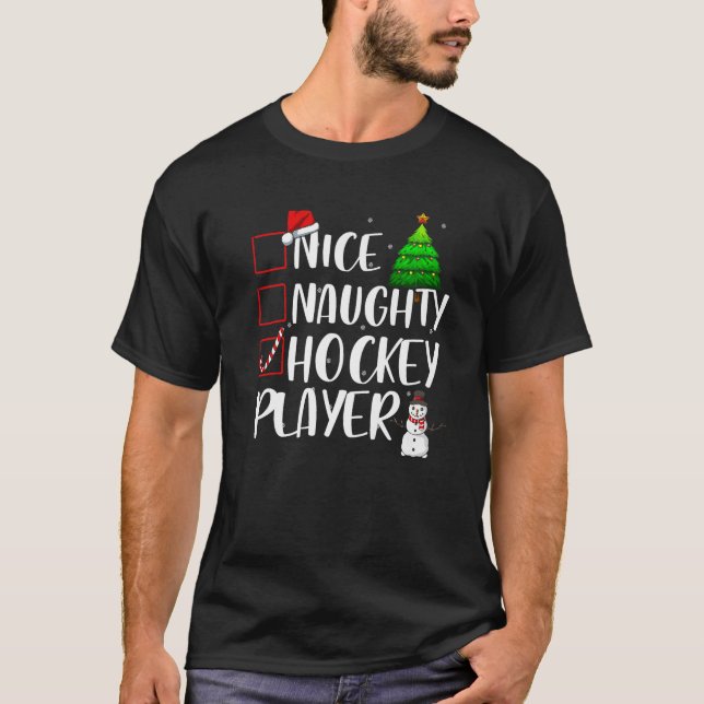 Nice Naughty Hockey Player Christmas Matching Top  (Vorderseite)